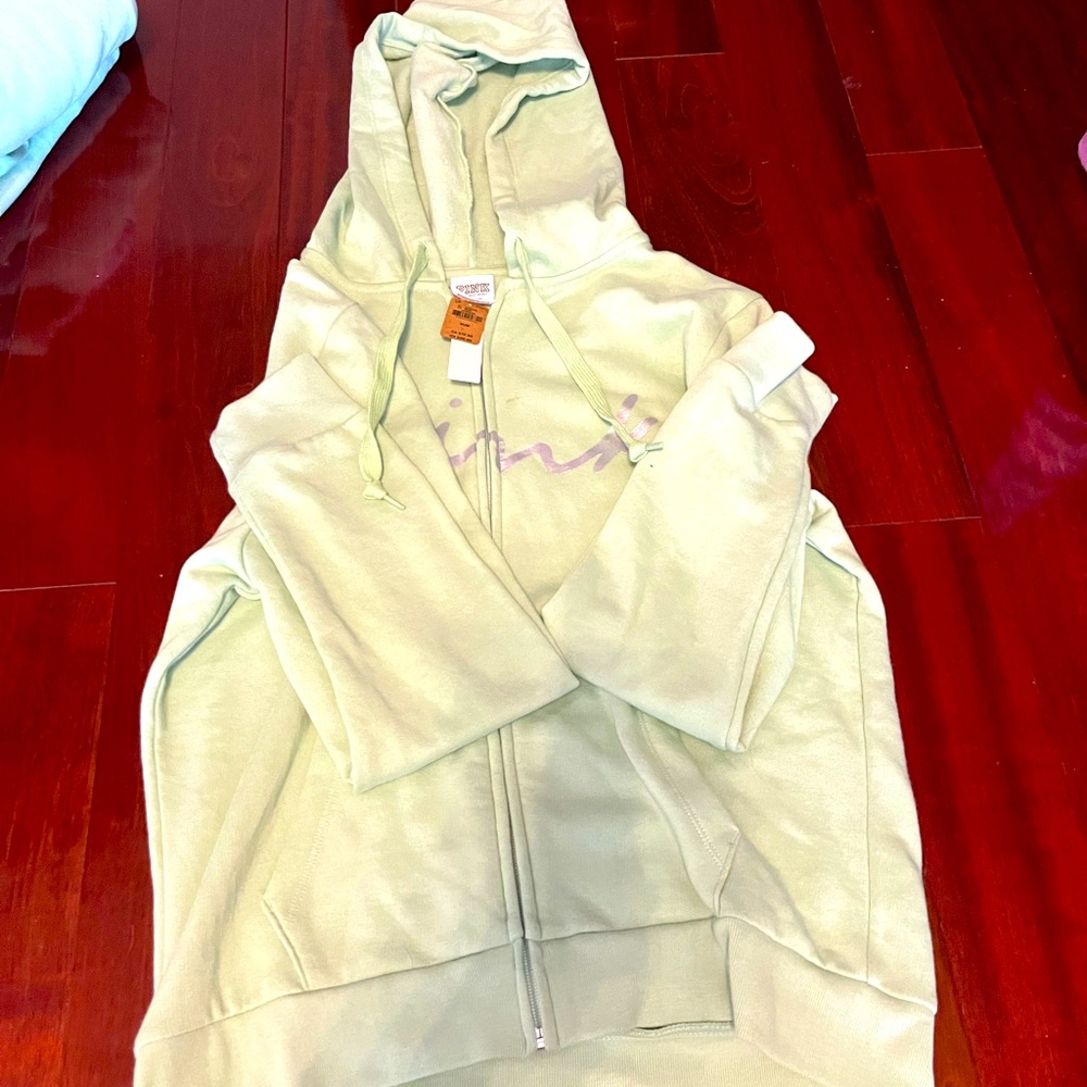 new with tags pink sweatshirt-lime green color